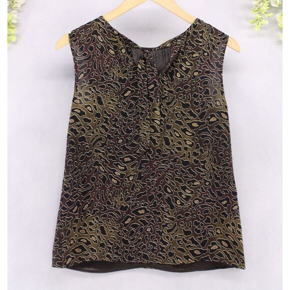 Tory Burch Women's Tanya Abstract Leopard Print Silk Sleeveless Tie Back Top 4 - Picture 2 of 10